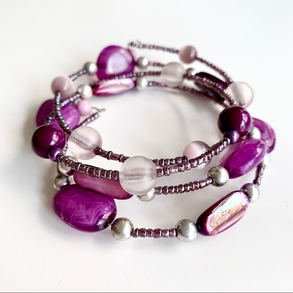 Purple beaded wrap bracelet fairy Whimsigoth boho festival Y2K fairrcore twee OS